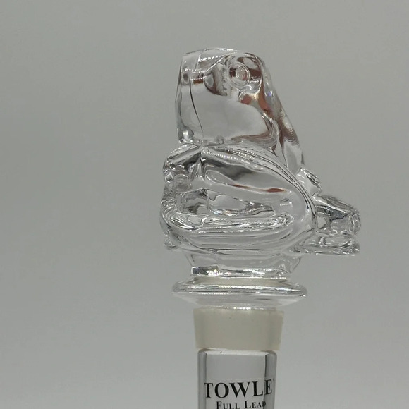 Towle 24% Lead Austrian Crystal Wine Bottle Stopper Made In Austria Frog - Picture 2 of 5